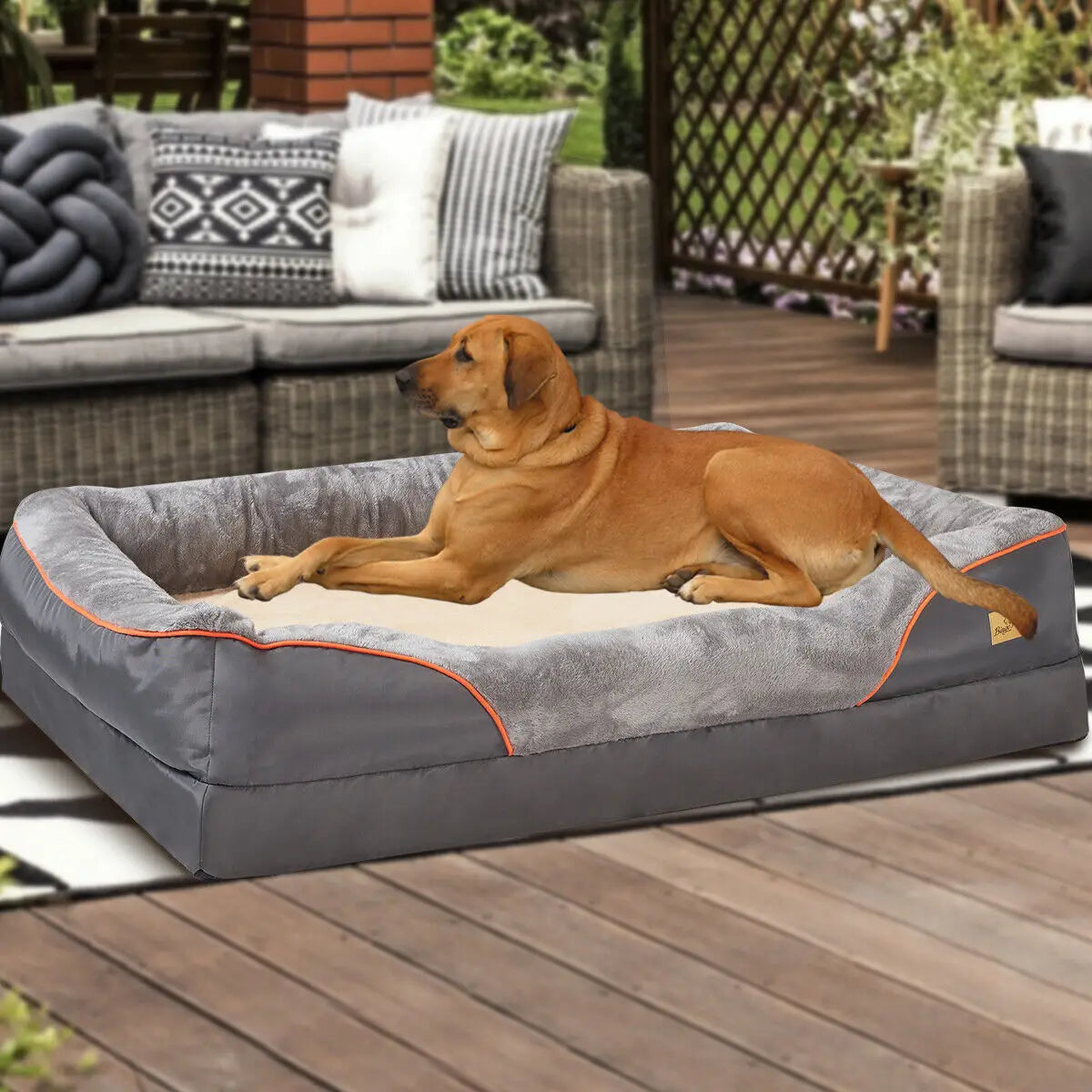 Orthopedic Memory Foam Dog Bed With Bolster by PawHaven