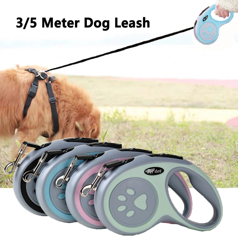 UK Premium Retractable Dog Leash 3m 5m Nylon Quick Release by PawHaven