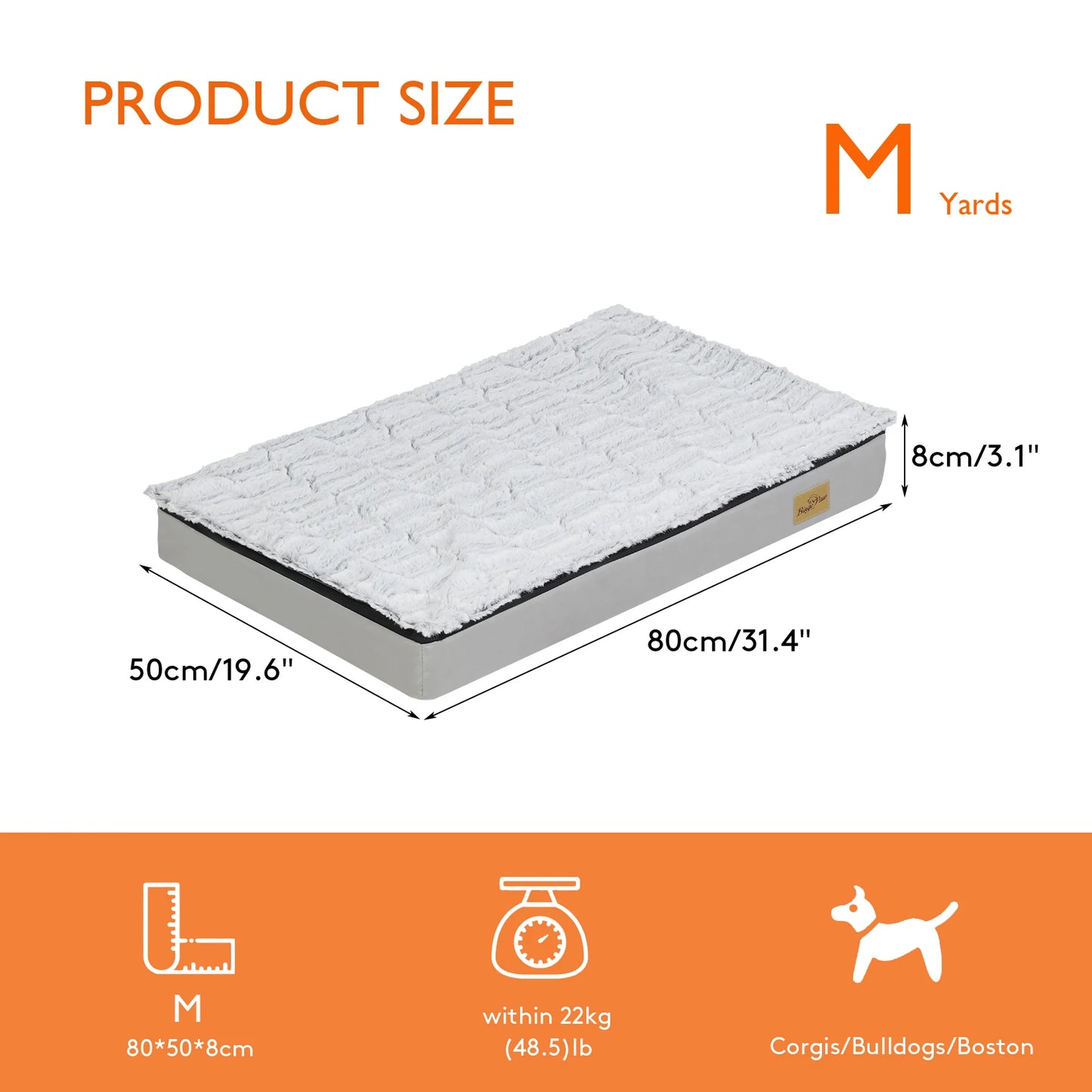 L-3XL Dog Bed Orthopedic Pet Calming Bed Soft Sponge Foam Base Dog Crate Kennels Mat with Removable Cover by PawHaven