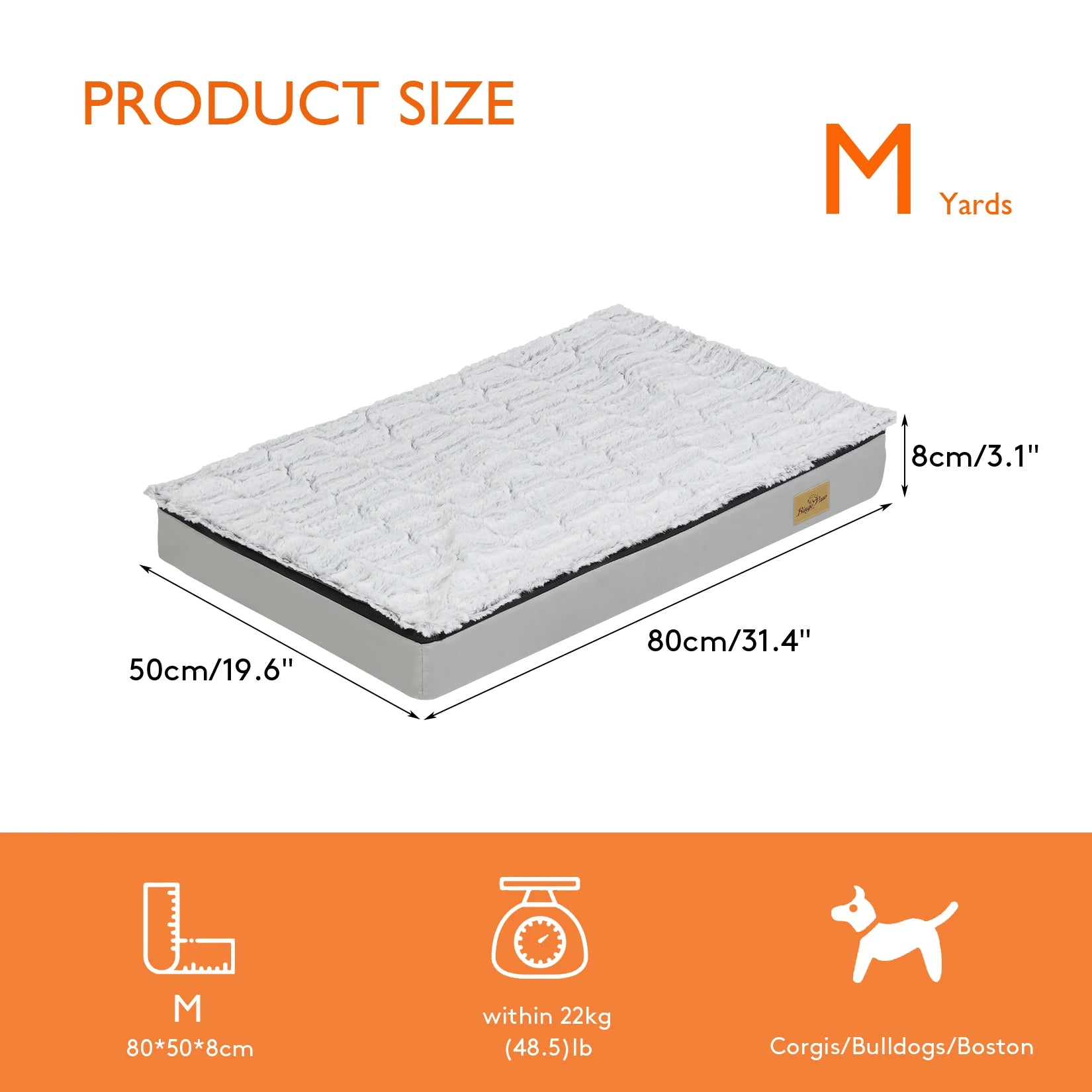 L-3XL Dog Bed Orthopedic Pet Calming Bed Soft Sponge Foam Base Dog Crate Kennels Mat with Removable Cover by PawHaven