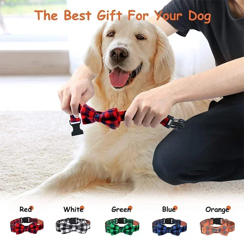 Premium Adjustable Plaid Bow Tie For Dogs And Cats by PawHaven
