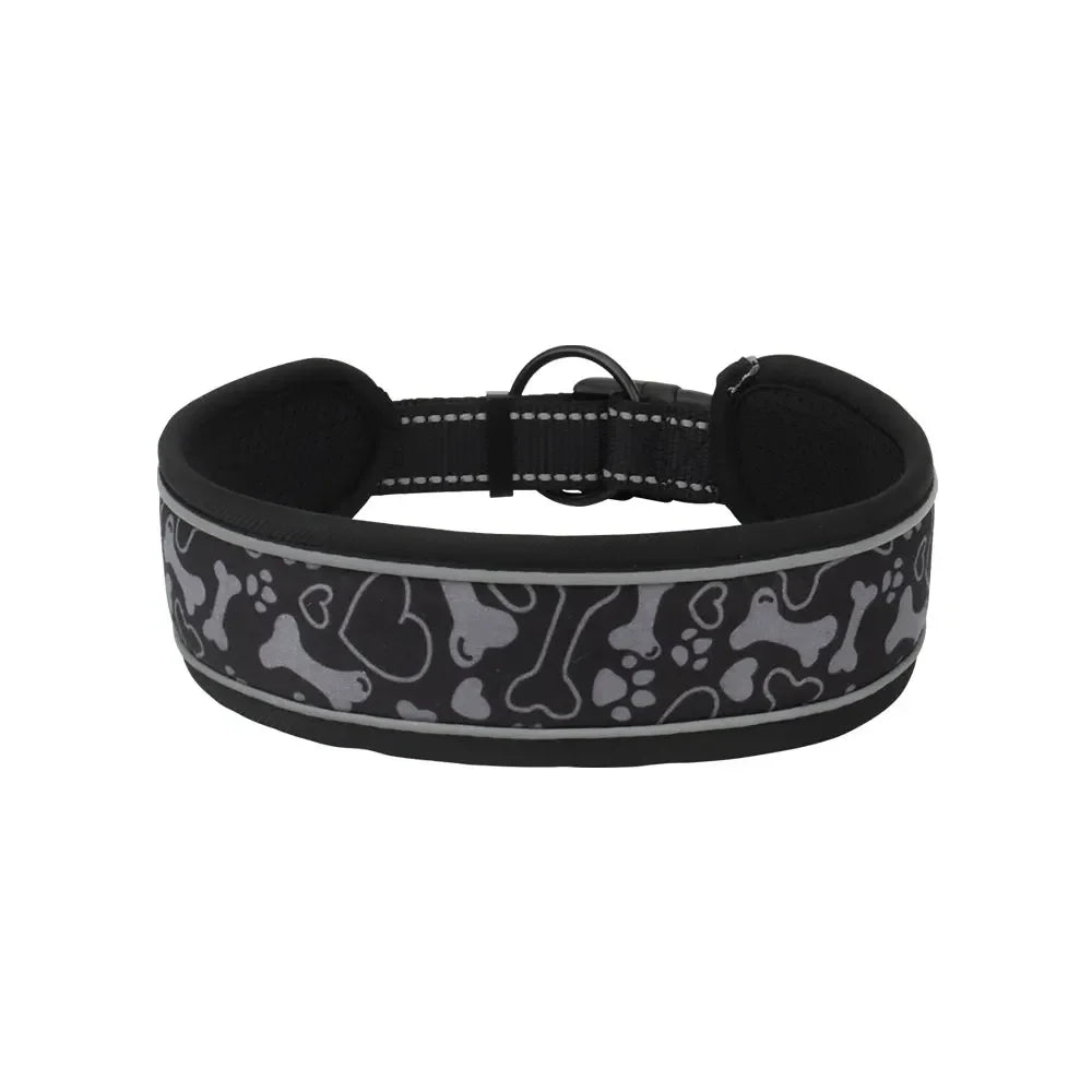 Medium Big Dog Collar Comfortable Soft Neck Adjustable Widen Thicken Reflective Durable for Large Dogs Walk Pet Collar by PawHaven