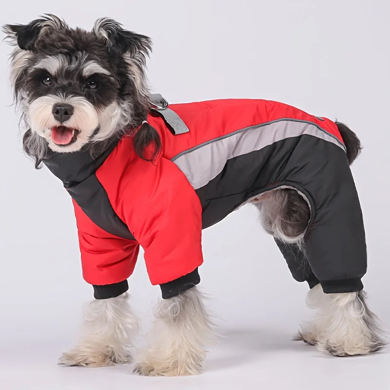 Autumn and winter new dog clothes, four-legged cotton jacket, outdoor reflective leash, thick coat for keeping dogs warm by PawHaven