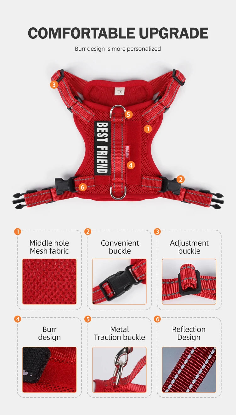 Premium Reflective Vest Harness And Leash Set by PawHaven