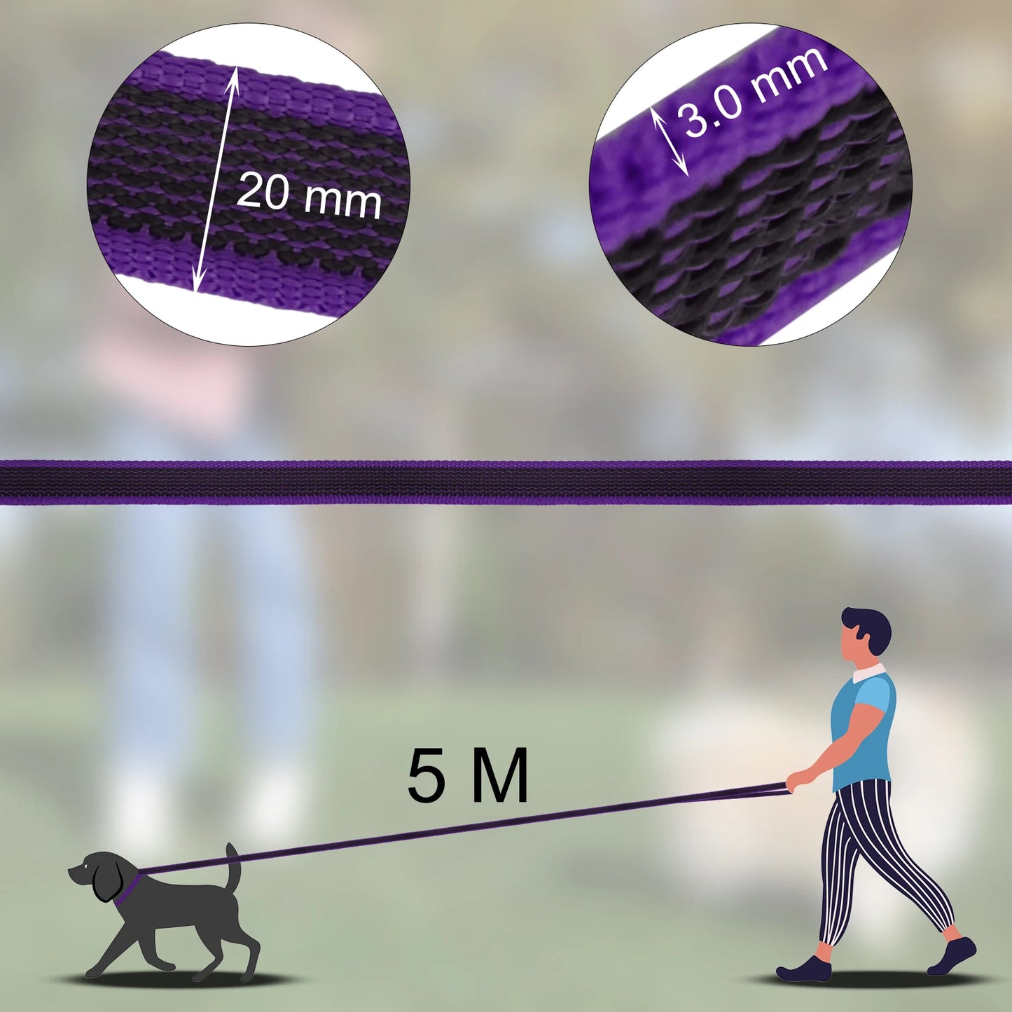 1.5M/2M/5M/3M/15M Medium small Long Dog Leash Latex Silk Easy and Convenient Training Big Dual color dog leash 10 meters by PawHaven
