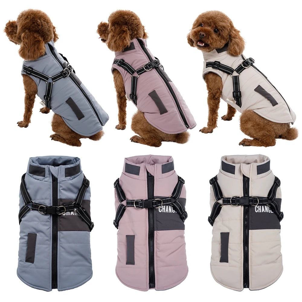 Premium Warm Windproof Dog Jacket With Dual D Rings by PawHaven