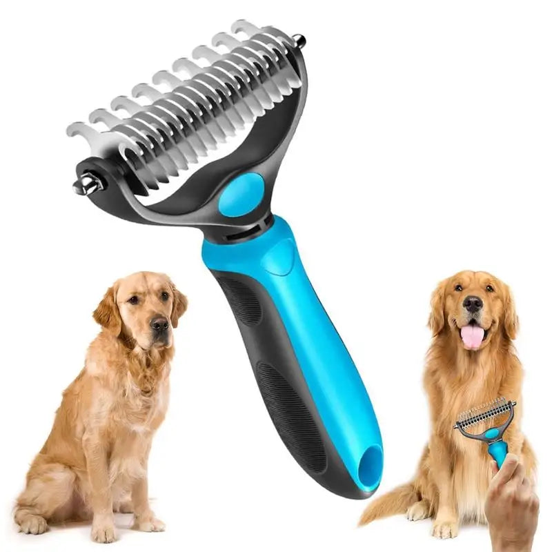 2in1 Stainless Pet Deshedding Brush Dog Hair Remover Pet Fur Knot Cutter Puppy Cat Comb Brushes Dogs Grooming Shedding Supplies by PawHaven