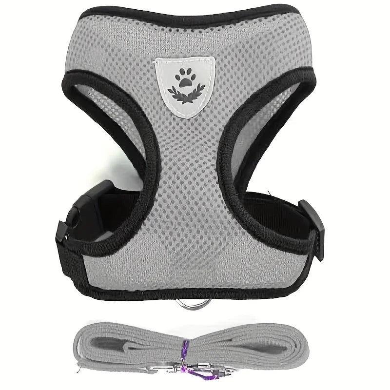 Pet Leash Dog Harness Mesh Breathable Chest Strap Dog Collar Outdoor Vest-Style Walking Doggy Tie-up Comfortable Training Leash by PawHaven