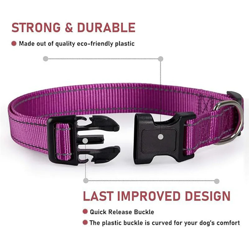 Adjustable Reflective Pet Collar Anti Breakaway Anti Choke Explosion Proof Walking Neck Ring Durable Traction Collar For Dog Cat by PawHaven