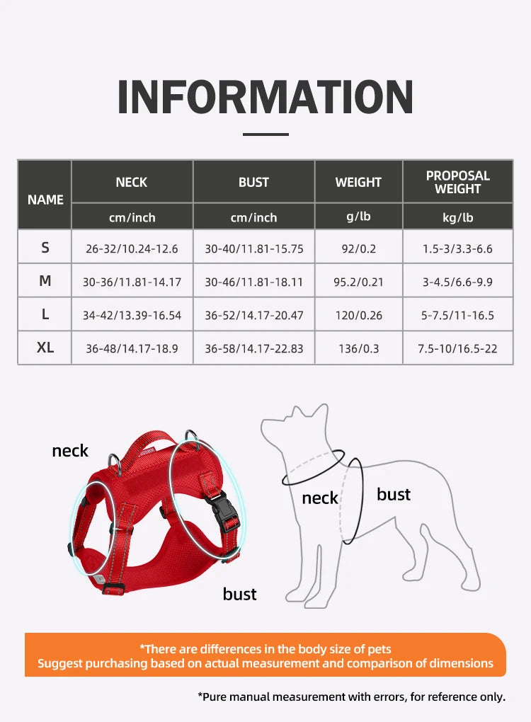 Premium Reflective Vest Harness And Leash Set by PawHaven