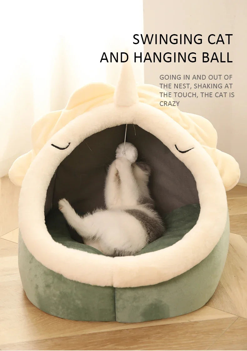 Cat Pad Bed Sweet Soft Warm Pet Basket Cozy Kitten Lounger Cushion Pet House Tent Small Dog Mat For Washable Cats winter Beds by PawHaven