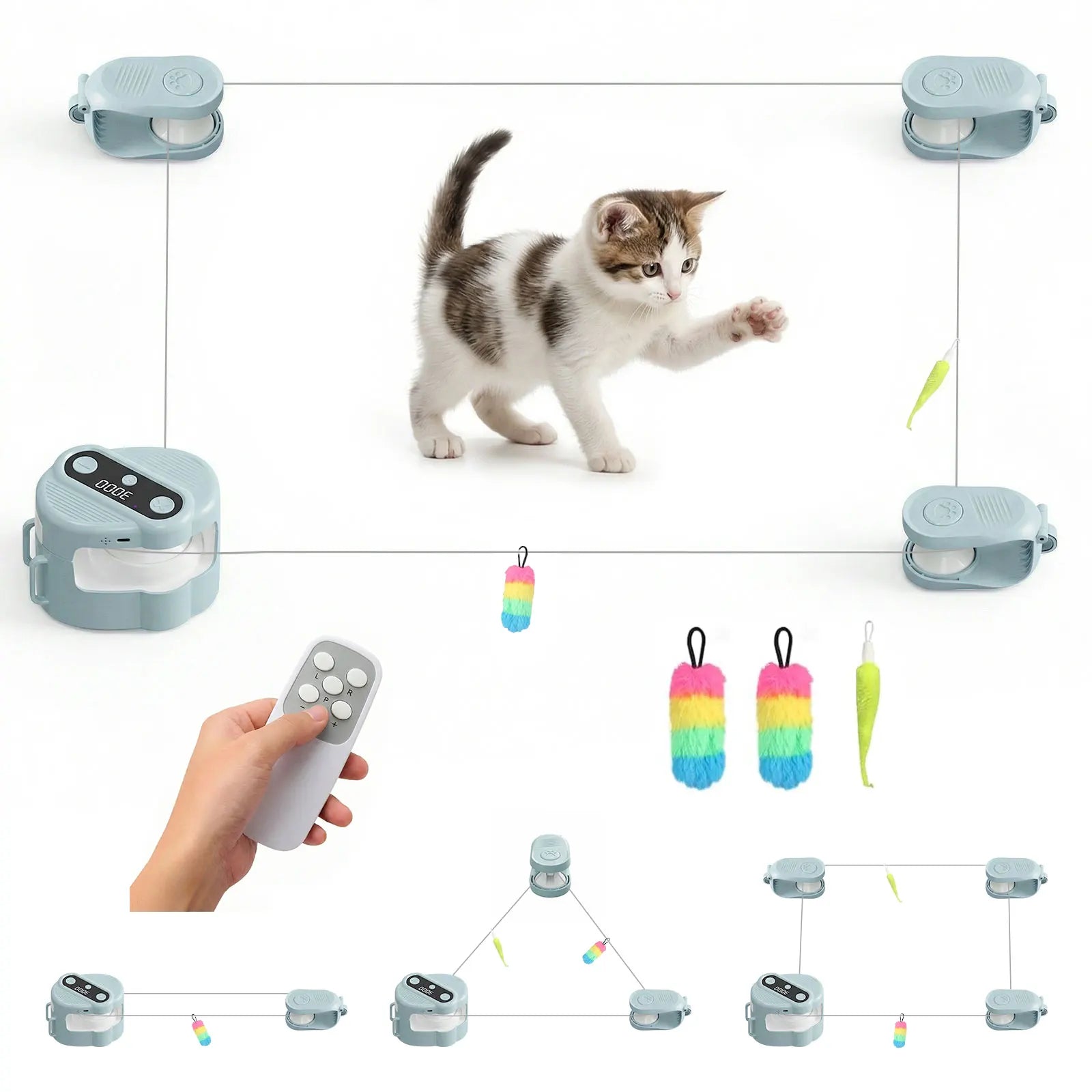 Cat Toys Automatic/Remote Control Cat Toy Interactive Cat Toy Cat Treadmill Adjustable Speed Simulated Cat Hunting Toy by PawHaven