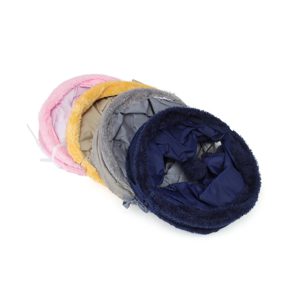 Tunnel Cat Toy Puppy Plush Ball Pet Toy Tent Tunnel Tube Storage Foldable Suede Cat Channel Drill Bucket by PawHaven