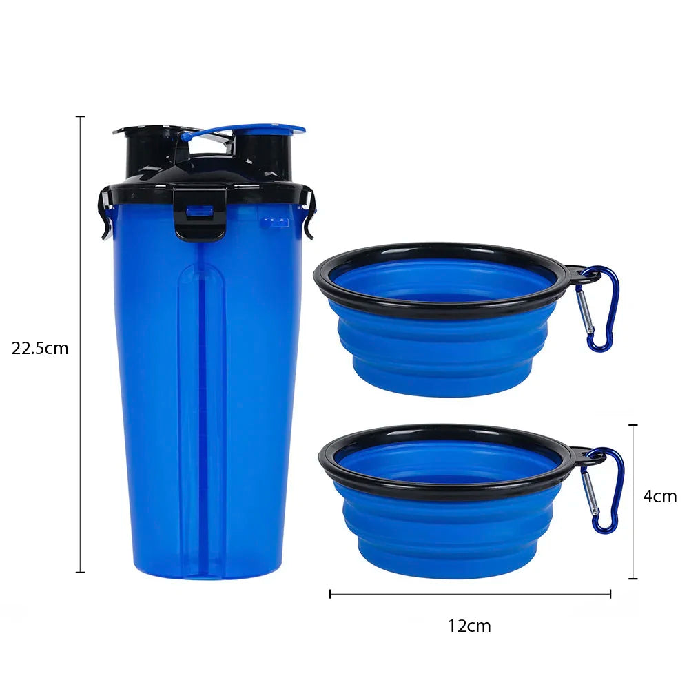 2-in-1 Pet Travel Water Bottle with Foldable Bowl, Portable Hydration for Dogs and Cats Outdoors by PawHaven
