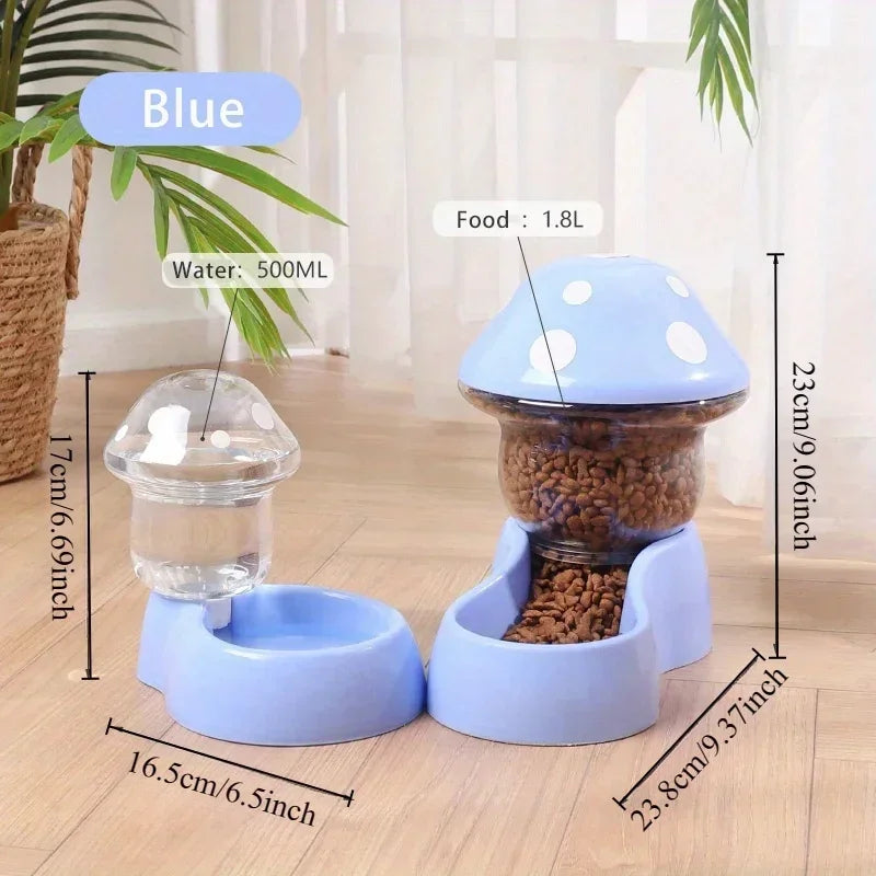 2026 Cute Mushroom Shaped Automatic Cat Feeder Large Capacity Pet Food Storage Container Cat Food Bowl Pet Daily Supplies by PawHaven