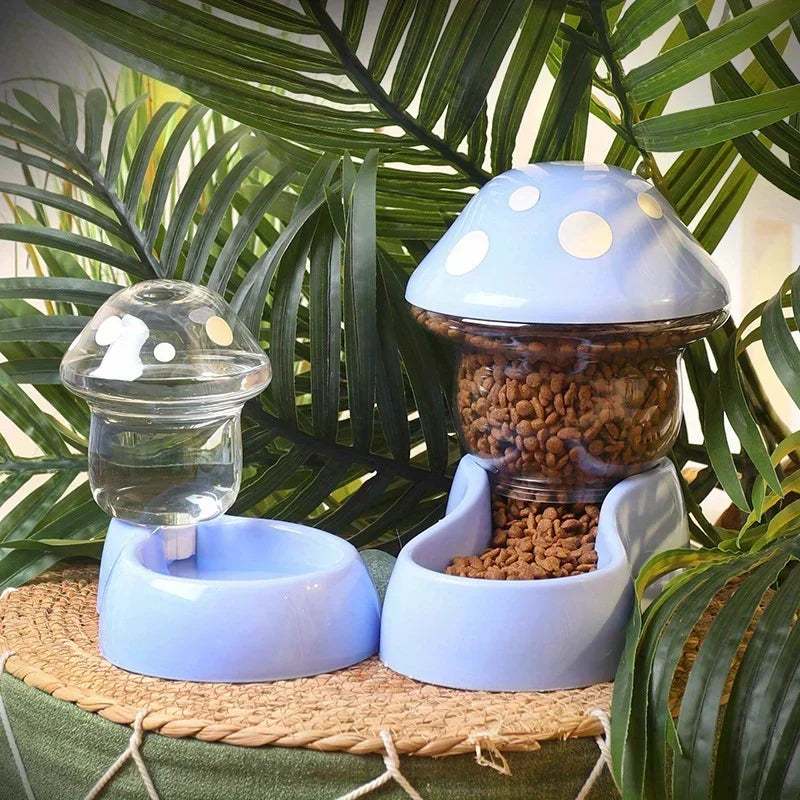 2026 Cute Mushroom Shaped Automatic Cat Feeder Large Capacity Pet Food Storage Container Cat Food Bowl Pet Daily Supplies by PawHaven