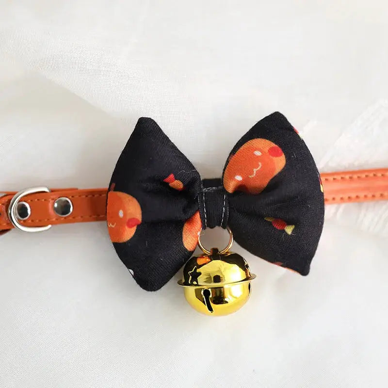 Cat Collar Pet Bandana Dog Bow Tie, Medium Dogs, Halloween Decor, Cute Adjustable for Kitten Puppy with Leash Ring by PawHaven