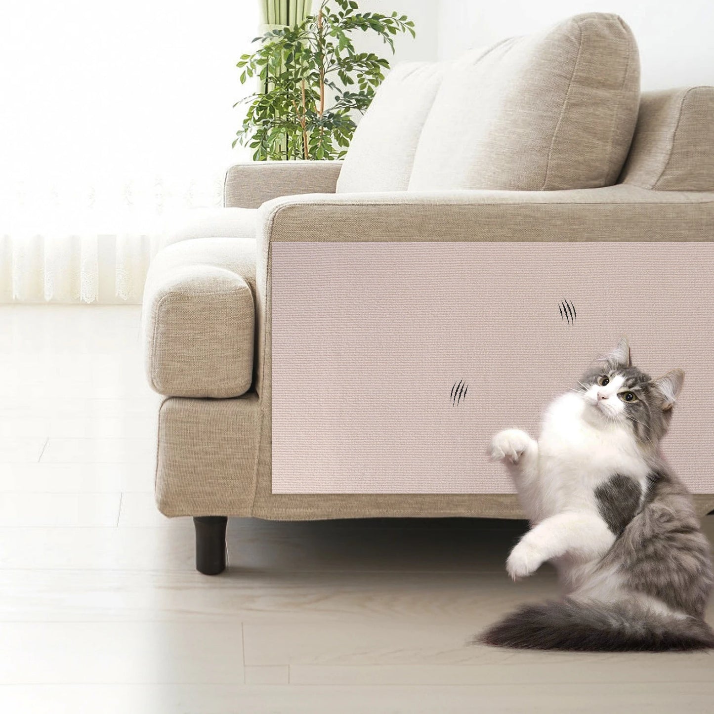 2Pcs Cat Scratch Sofa Mat Self-Adhesive Trimmable Carpet Pad Sofa Corner Home Pet Scratcher Multi-Purpose Cats Scratching Pad by PawHaven