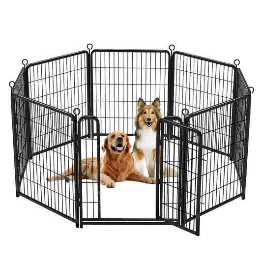 Heavy-Duty 8 Panels Dog Playpen Indoor & Outdoor Pet Exercise Pen with Door Rust-Proof Iron Metal Fence Dog Playpen for Puppies by PawHaven
