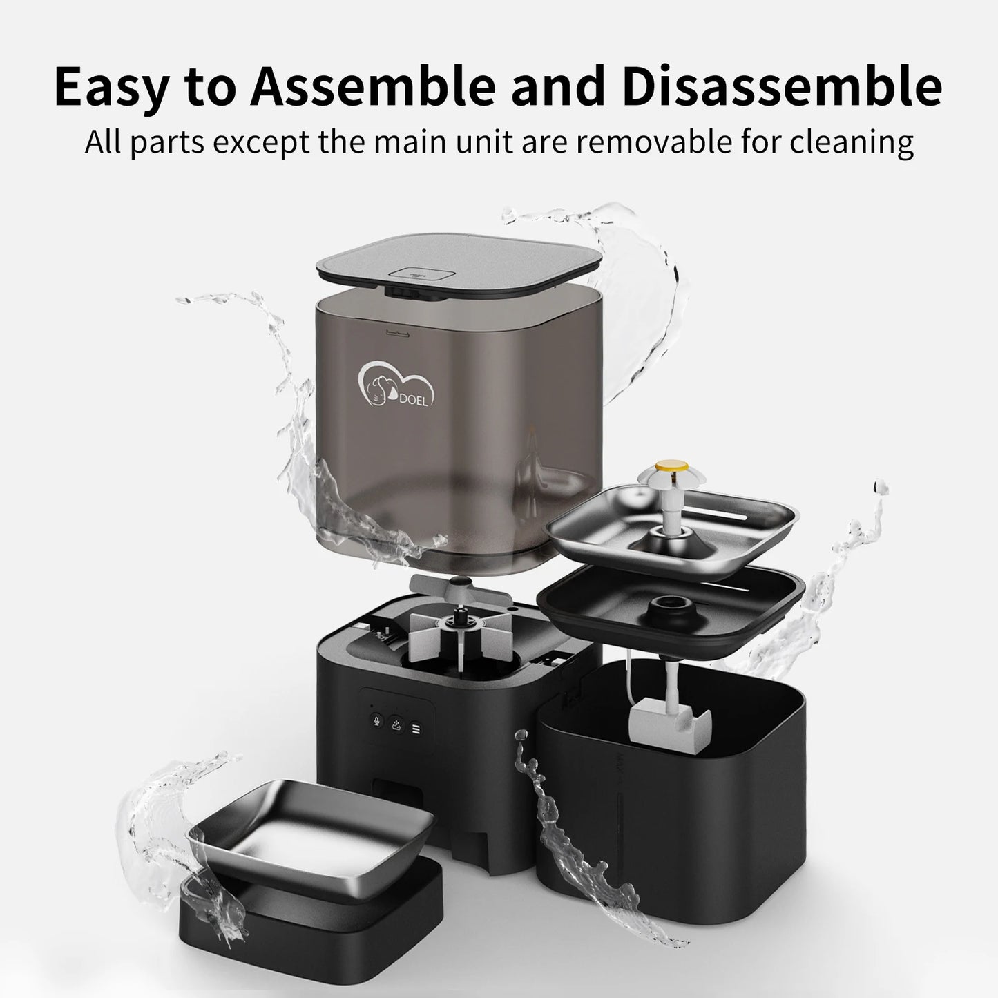 DOEL 2-in-1 Smart Cat Feeder 6L Dry Feeder & 2.5L Cat Water Fountain w/ App Control Timed Feeding For Small Dogs Food Dispenser by PawHaven