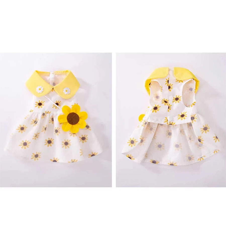 Cute & Comfortable Summer Dog Princess Dress- Breathable Soft Floral Princess Skirt for Small Dogs and Cats by PawHaven