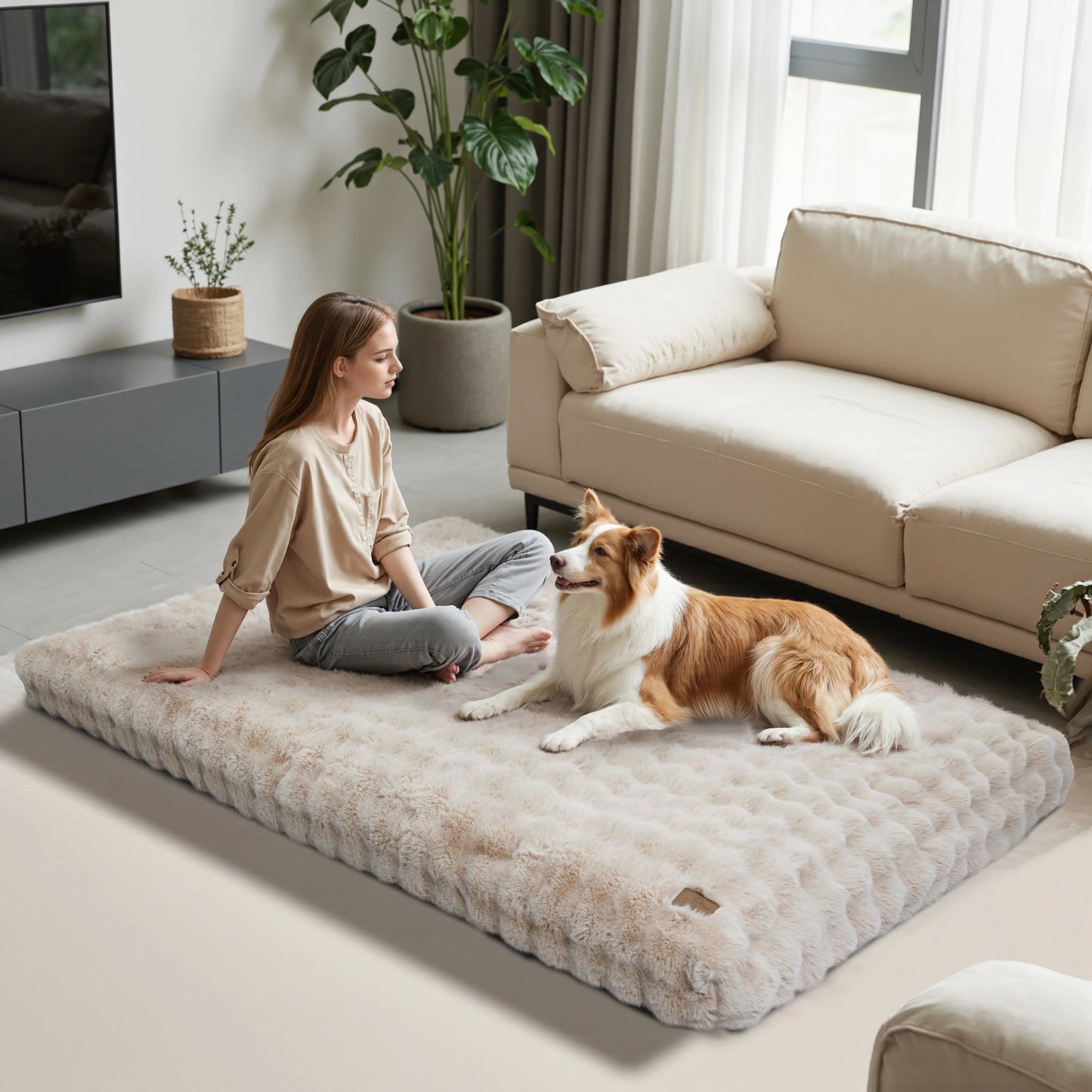 Ultra Plush Dog Bed Soft Pet Cushion Large Dog Crate Puppy Mattress Washable Mat by PawHaven
