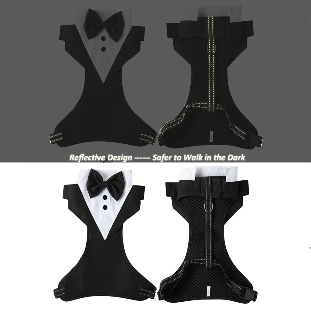 Dog Tuxedo for Wedding Outfit, Dog Suit and Tie Costumes for Birthday, Cosplay, Christmas Party, Pet Formal Wear with Bowtie by PawHaven