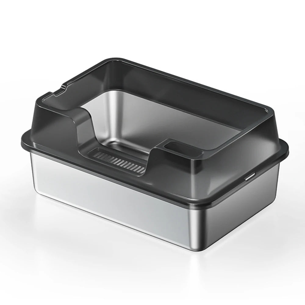 Premium XXL Stainless Steel Cat Litter Tray With Lid by PawHaven