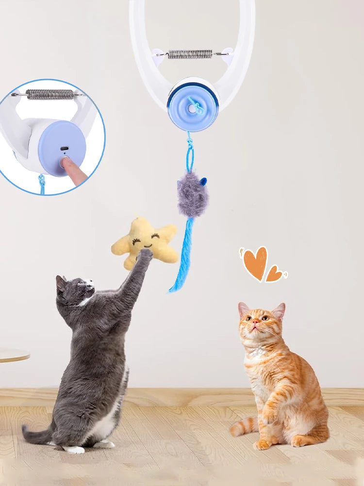 Door Hanging Automatic Retractable Kitten Toys with 3 Catnip Mice Self Play Hanging Door Cat Mouse Toys for Indoor Cats by PawHaven