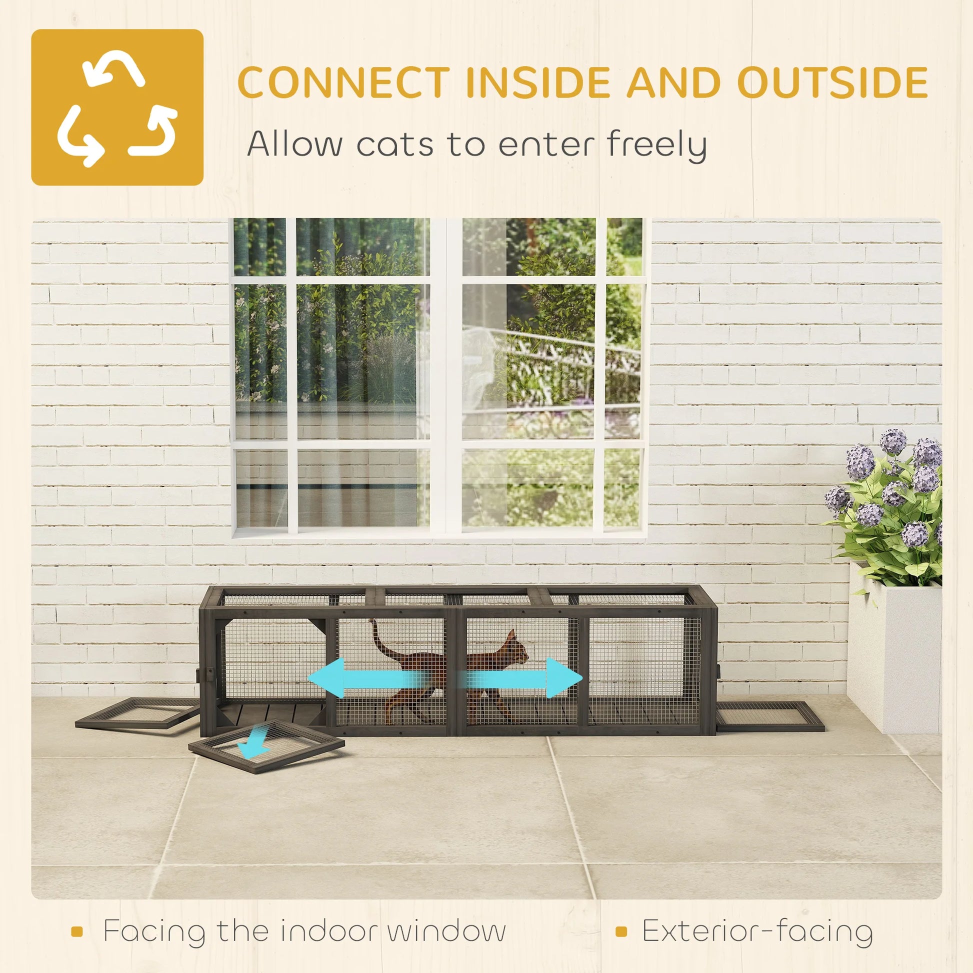 PawHut Outdoor Cat Tunnel, Wooden Extendable Pet Run, for Kitty, Puppy, Grey by PawHaven