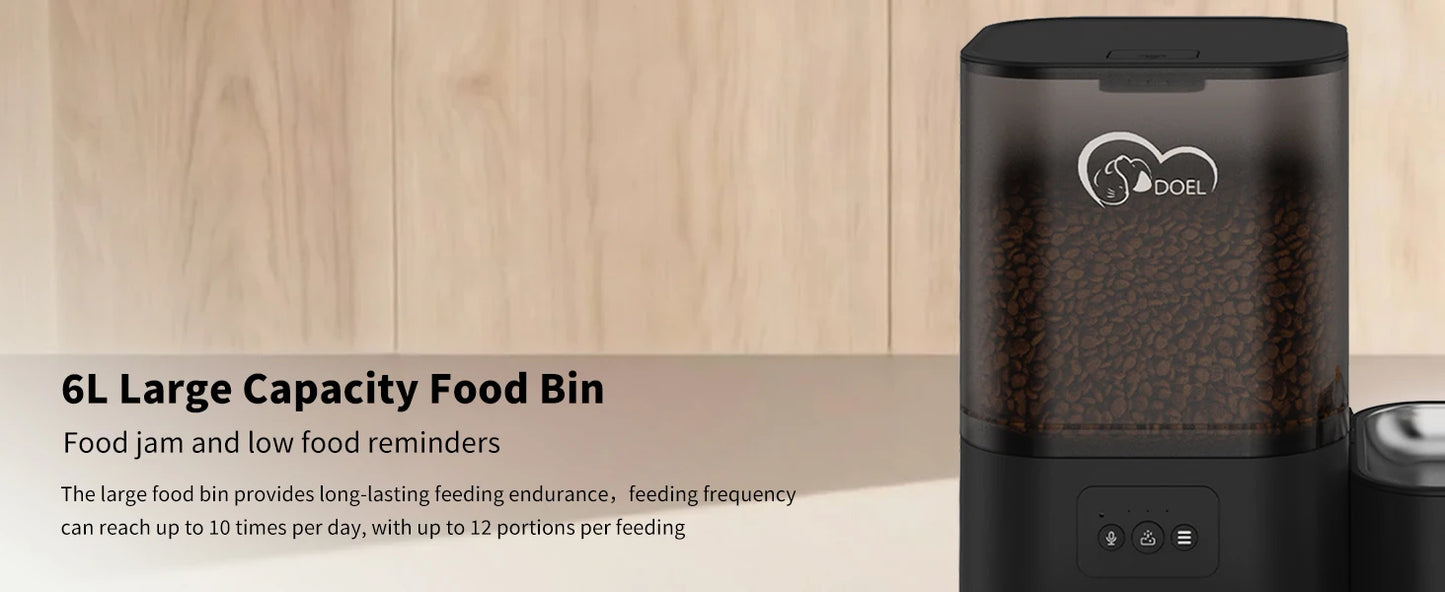 DOEL 2-in-1 Smart Cat Feeder 6L Dry Feeder & 2.5L Cat Water Fountain w/ App Control Timed Feeding For Small Dogs Food Dispenser by PawHaven