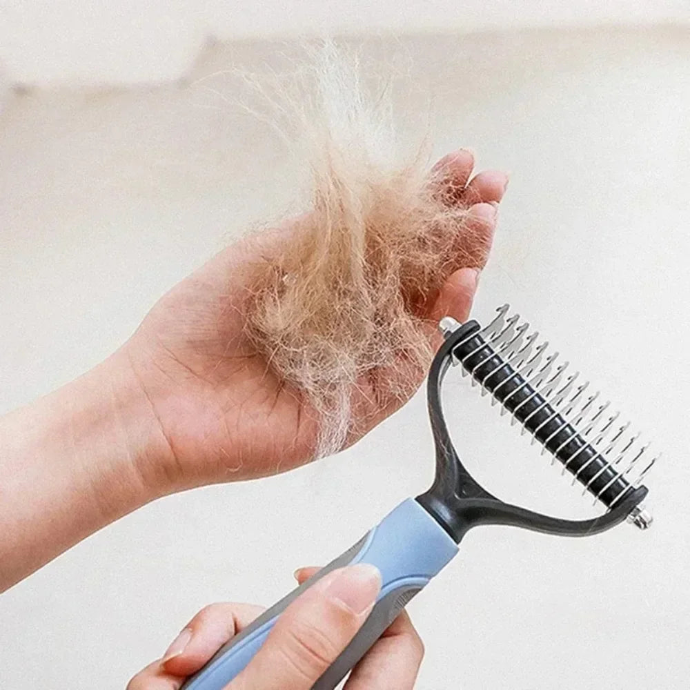 1pc Stainless Steel Dual Sided Pet Comb, Dog Cat Tangle Remover Brush, Portable Grooming Accessory for Household Pets by PawHaven