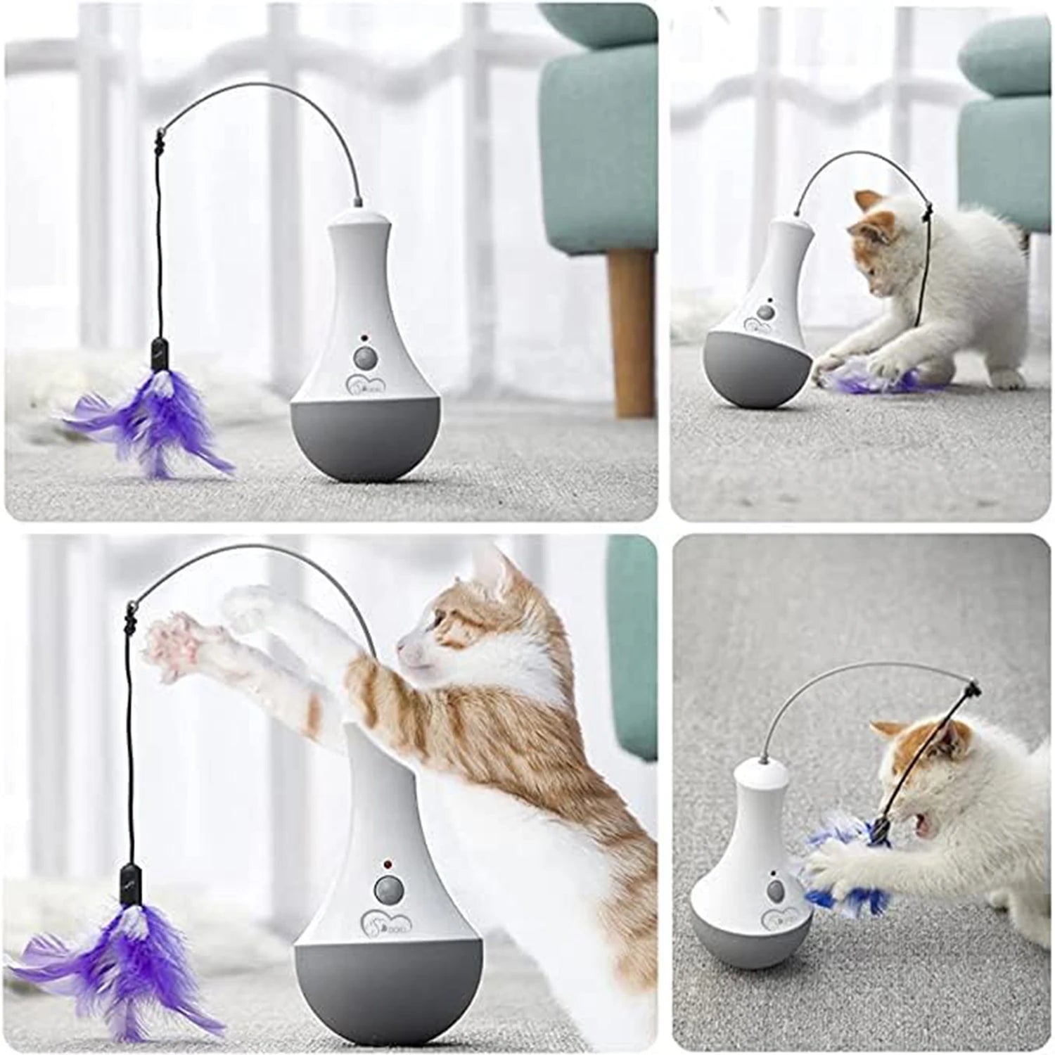 Premium Cat Feather Toy Rotating Interactive Teaser by PawHaven