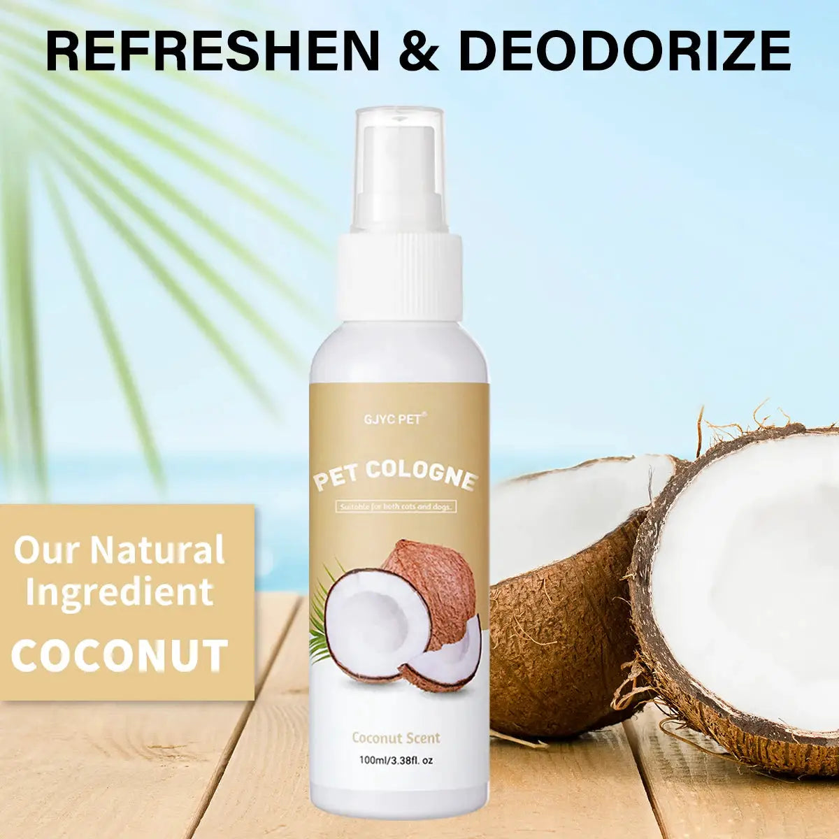 Pet Deodorizing Spray Coconut Scent 100ml Dog Cologne Long Lasting Fragrance Natural Odor Neutralizer Pet Safe Grooming for Dogs by PawHaven