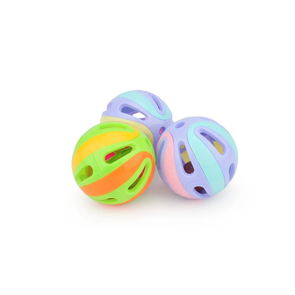 6pcs Random Bell Plastic Ball Cat Toy Colorful Splicing 4.8cm Pet Toy Accessory by PawHaven