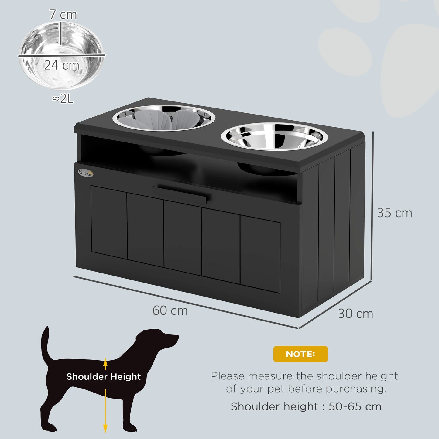 PawHut Raised Dog Bowl, Elevated Dog Bowls with Slow Feeder Dog Bowl by PawHaven