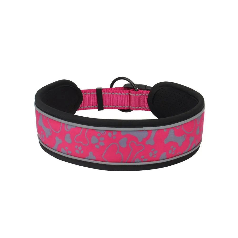 Medium Big Dog Collar Comfortable Soft Neck Adjustable Widen Thicken Reflective Durable for Large Dogs Walk Pet Collar by PawHaven