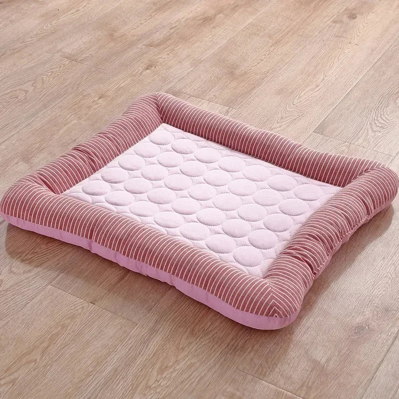 Cooling Pad Bed for Dogs Cats Puppy Kitten Cool Mat Pet Blanket Ice Silk Material Soft for Summer Sleeping Pink Blue Breathable by PawHaven