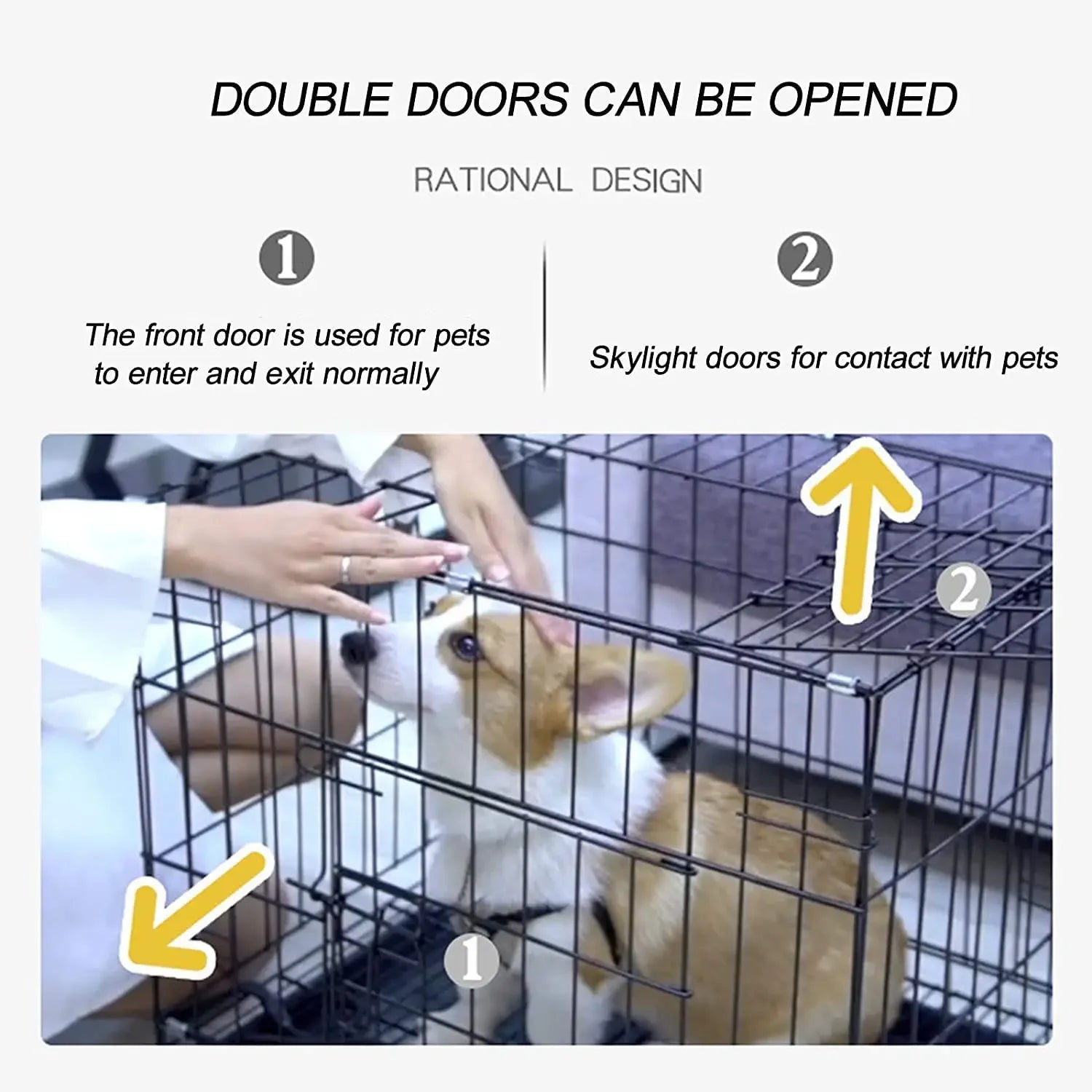 Large Heavy Duty Dog Crate Strong Pet Cage Tear Resistant Metal Kennel Playpen with Leak-proof Pan Pet Run Enclosure Playpen by PawHaven