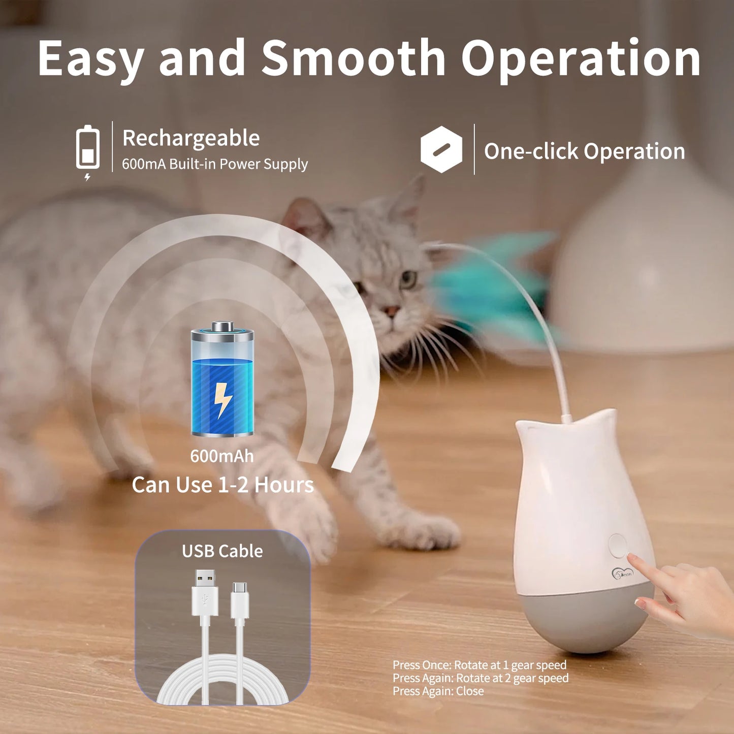 Premium USB Cat Interactive Toy With Fluttering Feathers by PawHaven