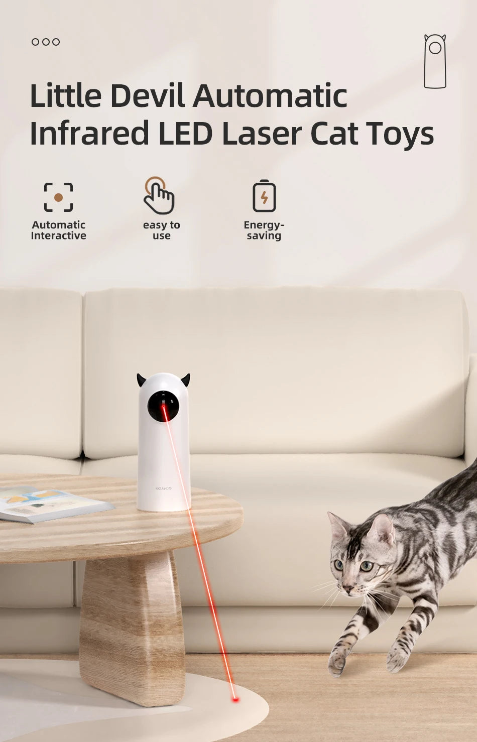 ROJECO Premium Interactive Laser Cat Toy For Indoor Fun by PawHaven
