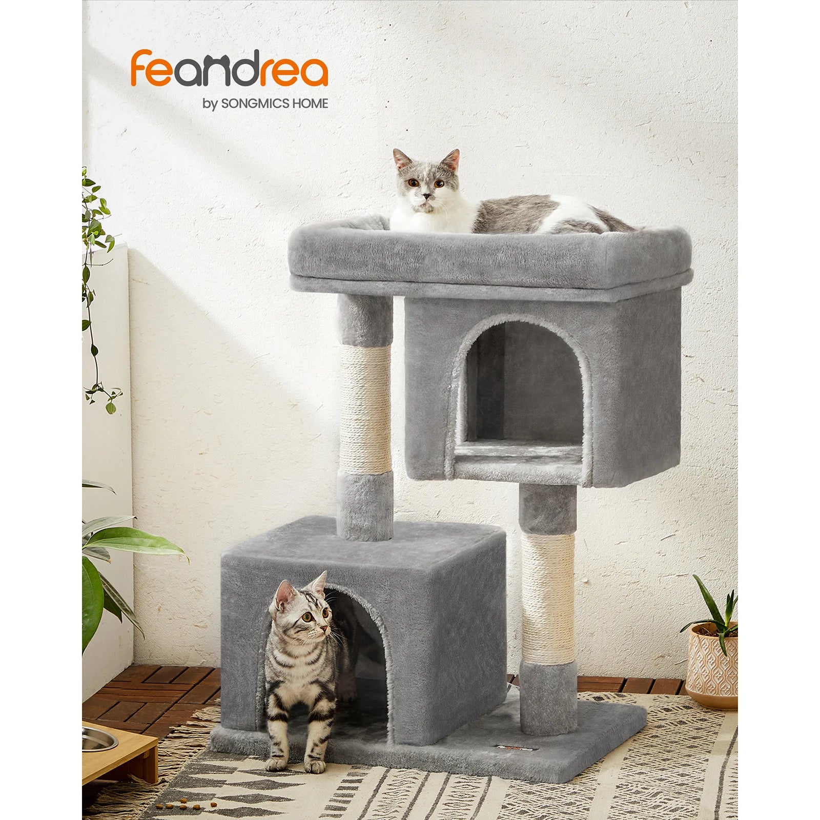 Feandrea Cat Tree, 84 cm Cat Tower,Cat Condo for Large Cats up to 7 kg,2 Cat Caves, Scratching Post by PawHaven