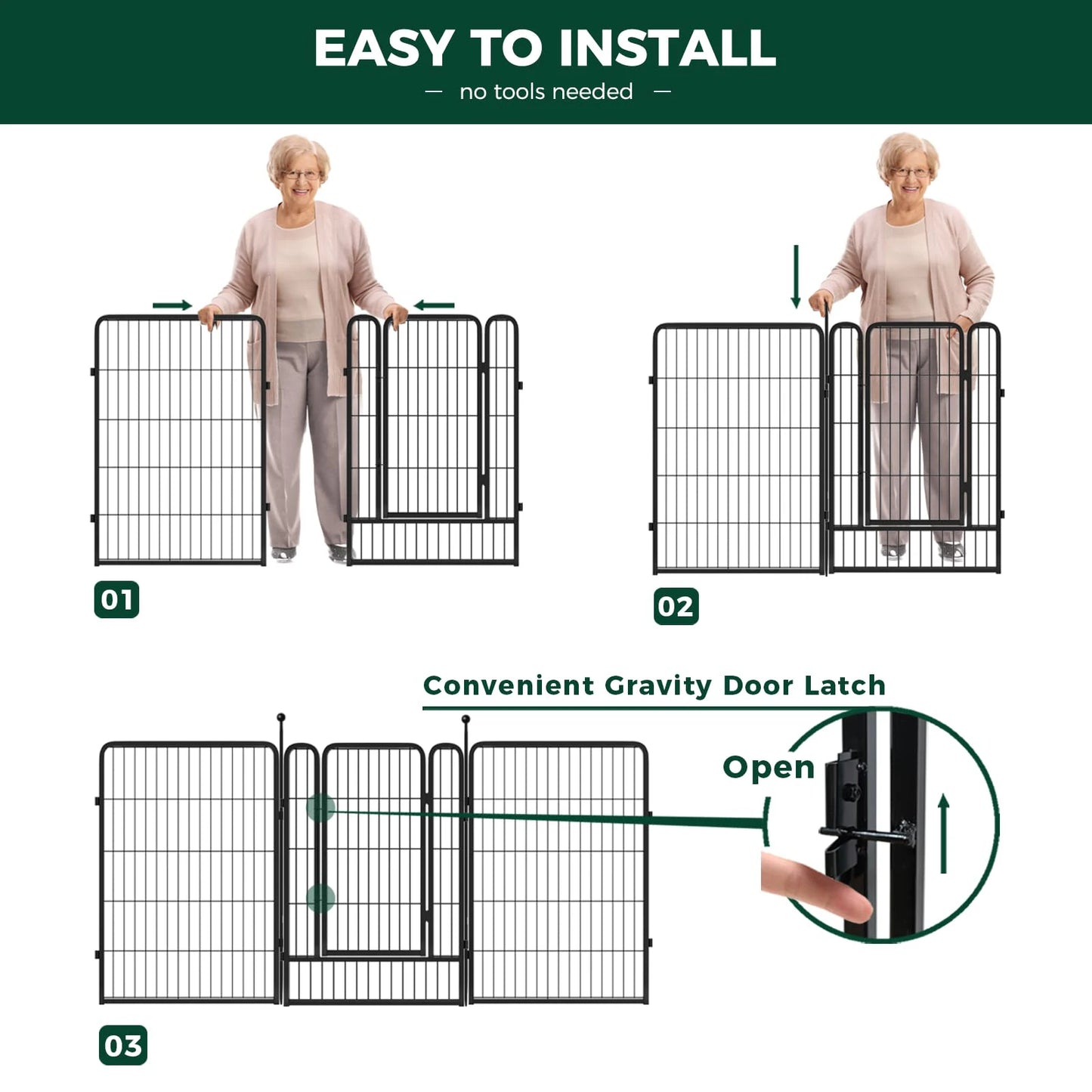 Heavy-Duty 8 Panels Dog Playpen Indoor & Outdoor Pet Exercise Pen with Door Rust-Proof Iron Metal Fence Dog Playpen for Puppies by PawHaven