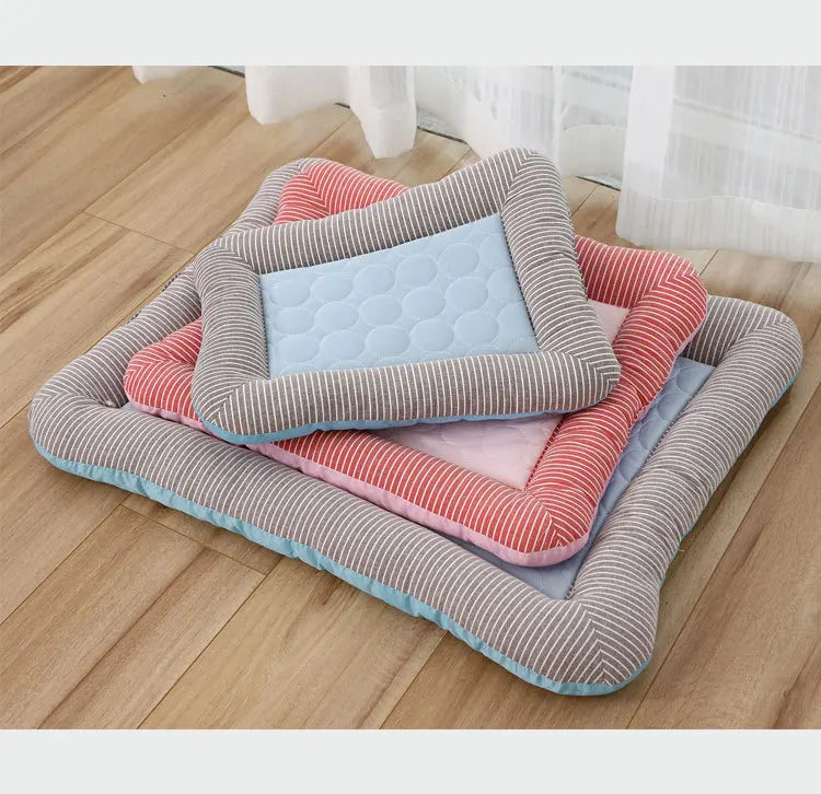Cooling Pad Bed for Dogs Cats Puppy Kitten Cool Mat Pet Blanket Ice Silk Material Soft for Summer Sleeping Pink Blue Breathable by PawHaven