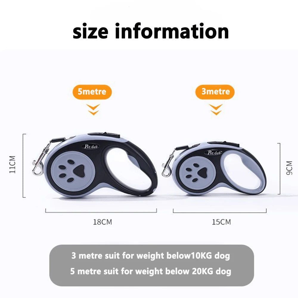 UK Premium Retractable Dog Leash 3m 5m Nylon Quick Release by PawHaven