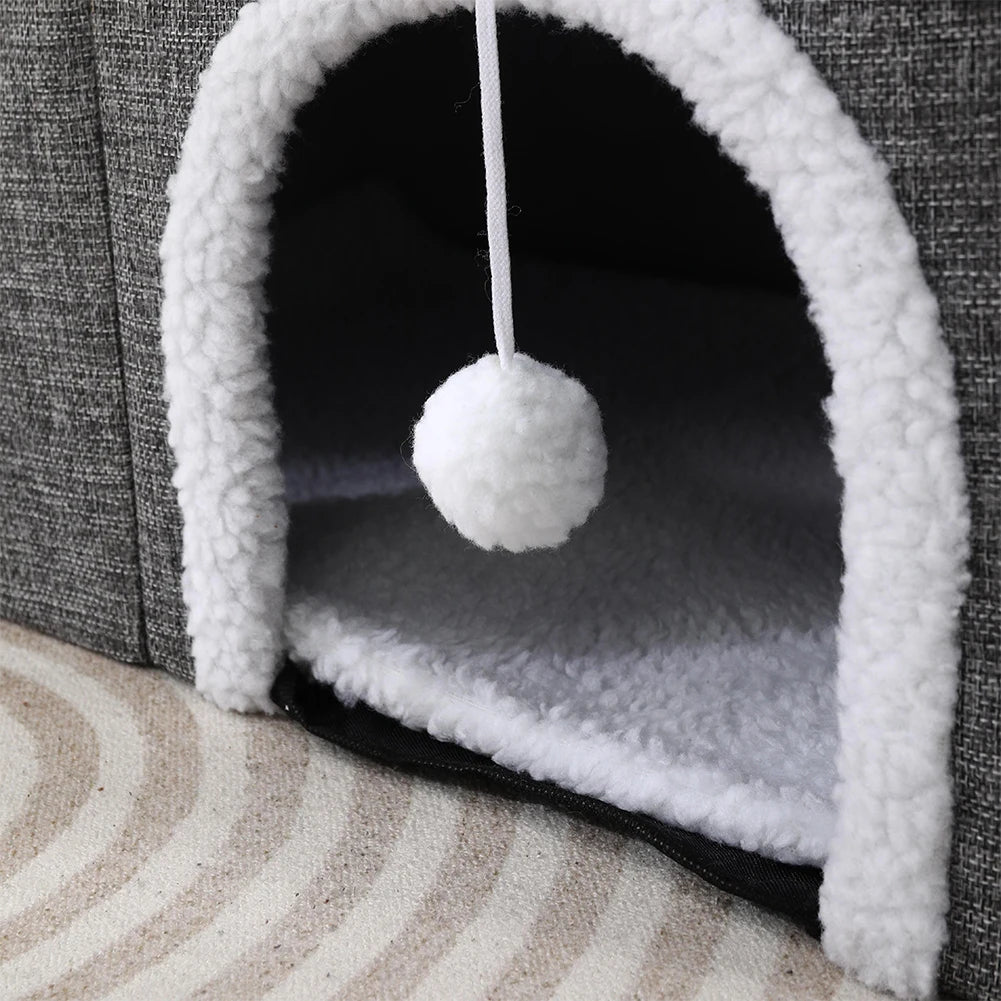 Premium Velvet Cat Cave With Scratching Pad by PawHaven
