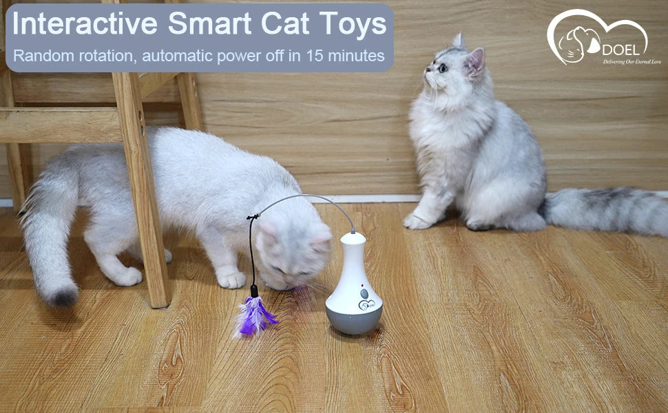 Premium Cat Feather Toy Rotating Interactive Teaser by PawHaven