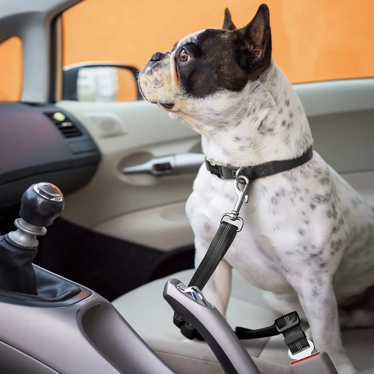 1pc Reflective Dog Car Tether, Durable Nylon Seat Belt Harness, Adjustable Pet Travel Strap for Vehicle Riding Safety by PawHaven