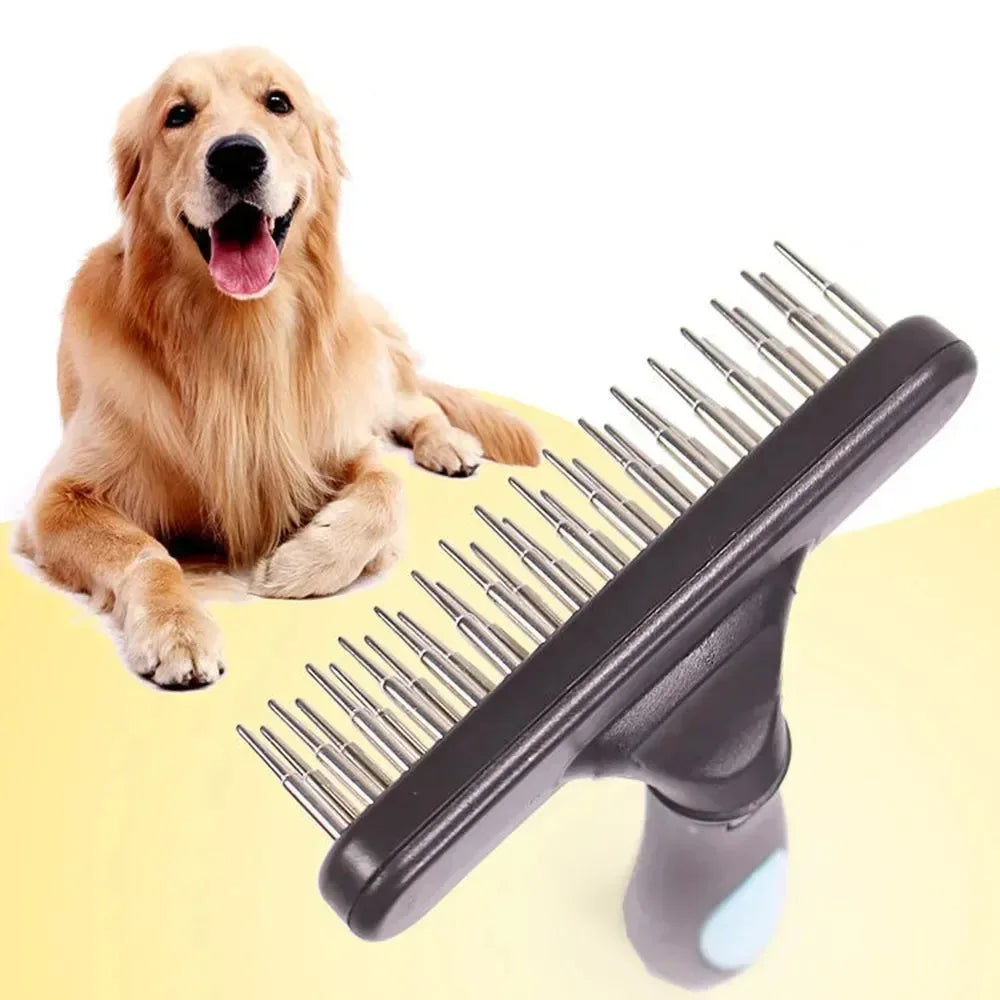 Dog Rake Deshedding Dematting Brush Comb Undercoat Rake for Dogs Cats Short Long Hair Pet Brushes Shedding with Double Row Pins by PawHaven