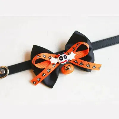 Halloween Pet Bow Tie Collar with Bell, Anti-Lost Pumpkin Decor for Cats, Small Dogs & Teddy Anti-Lost Design with Bell by PawHaven